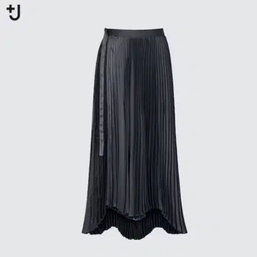 UNIQLO +J 랩 플리츠 롱 스커트 블랙 새상품