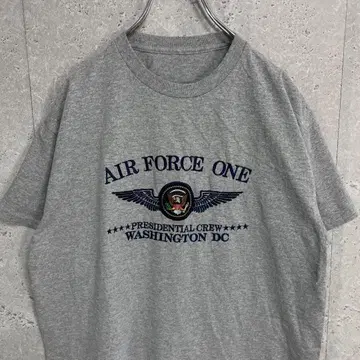 AIR FORCE ONE 대통령 비행기 자수T셔츠 그레이 L 정도