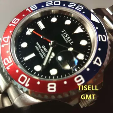 TISELL GMT 자동 와인딩 손목시계 펩시 베젤