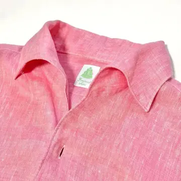 [새상품급] 피나모레 원피스 칼라 린넨 100% 긴팔 셔츠 핑크 40