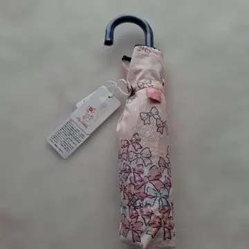 마이멜로디 접이식 우산 리본 무늬 핑크 (택 포함 미사용 새상품)