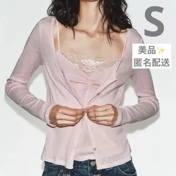 ZARA 레이스 탑 대비 자켓 핑크 S 사이즈