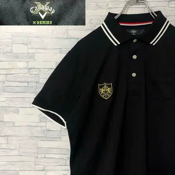 [ 새상품급 ] Callaway 캘러웨이 반팔 피케 셔츠 와펜 블랙 L