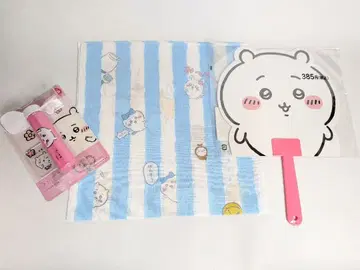 치이카와 (먼작귀) 빼꼼 내민 반다나 손수건 미니 팬 부채 세트