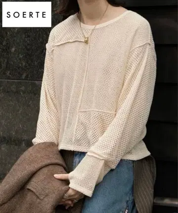 soerte 소에르테 메쉬 스위칭 패치워크 롱 슬리브