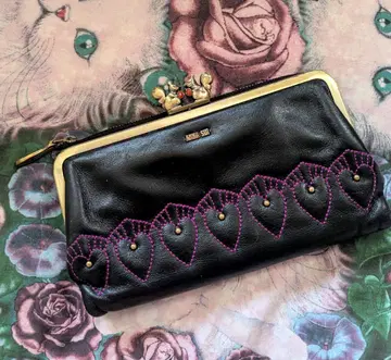 ANNA SUI 장지갑 가마구치 다람쥐 모티브 블랙