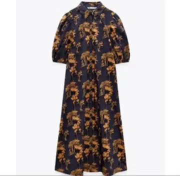 ZARA 프린트 패턴 포플린 원피스