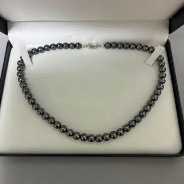 [ 미사용 새상품 ] 담수 블랙 펄 목걸이 8mm 구슬 길이 43cm