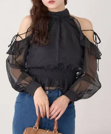 NICE CLAUP 암홀넥 블라우스 긴팔