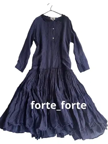 포르테포르테 코튼 실크 개더 원피스 네이비 forte_forte