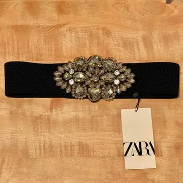 [ ZARA ] 비쥬 장식 밴딩 벨트 / 블랙 / 사이즈 80
