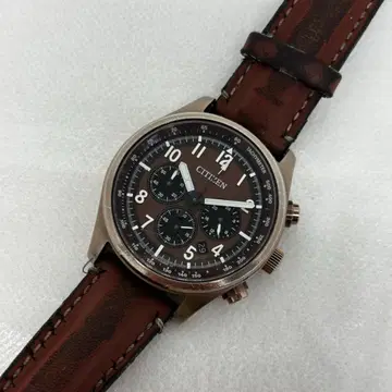 788782/CITIZEN 크로노그래프 브라운 다이얼 가죽 벨트 손목시계