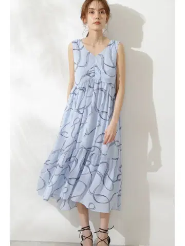 JILLSTUART 택 포함 새상품 라이트 블루 슬리브리스 롱 원피스