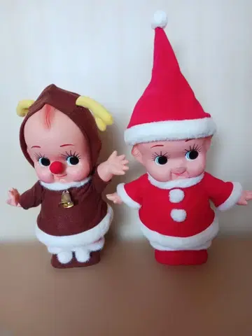 크리스마스 큐피 인형 2개 세트 산타 루돌프
