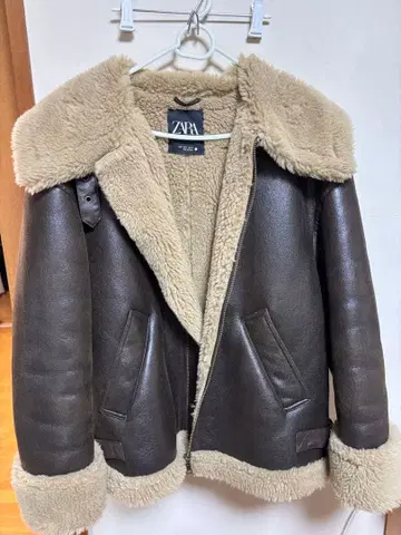 ZARA 퍼 자켓 보아 다크 브라운 S