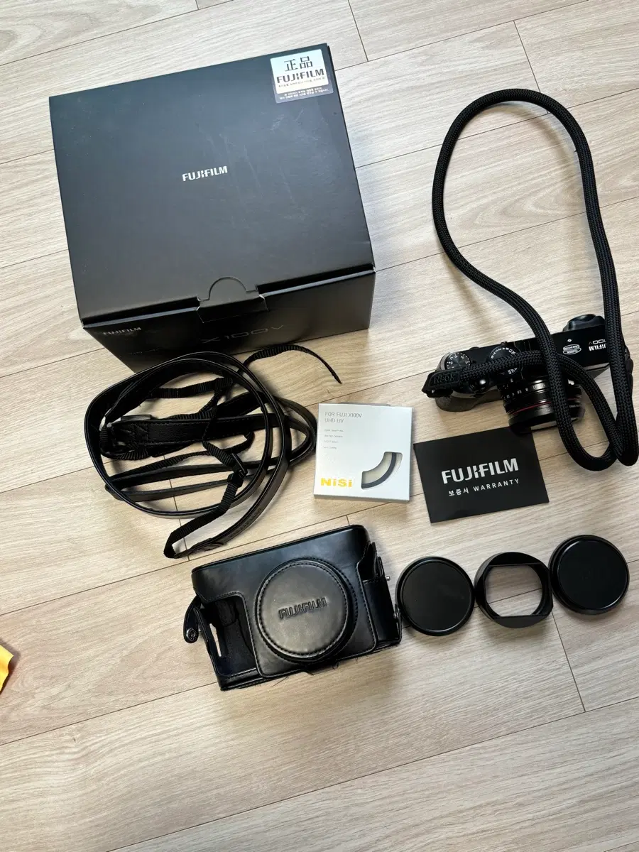 후지필름 X100V 블랙 카메라 + 가죽 케이스 + 박스
