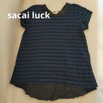 sacai luck 보더 반팔 T셔츠 네이비 사이즈 2