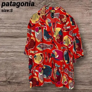 Patagonia 파타고니아 타이달 스레즈 셔츠 물고기 패턴 오렌지 S