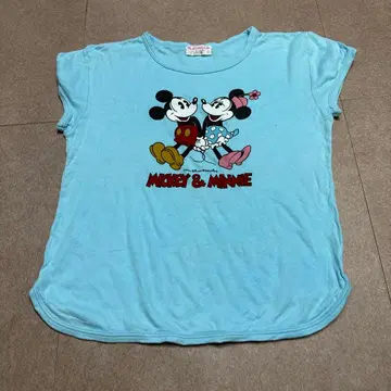 Disney 디즈니 반팔 t셔츠 스카이블루 빈티지 90s L