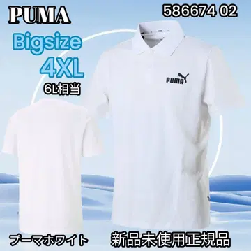 BIG 4XL PUMA ESS 로고 자수 반팔 피케 셔츠 화이트 6L
