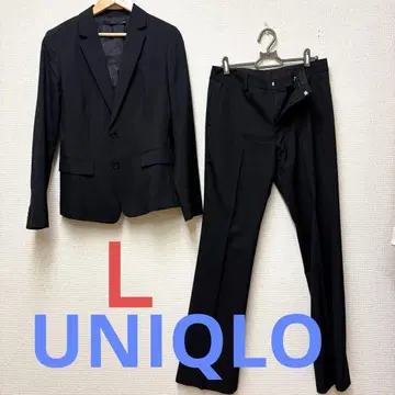[새상품급] 유니클로 얇은 소재 팬츠 수트 셋업 울 혼방 워셔블 블랙