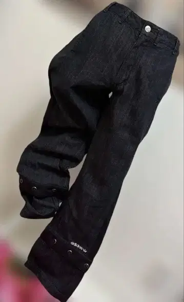 adidas 여성용 블랙 데님 팬츠