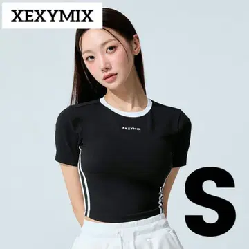 젝시믹스 스포티 트랙 라인 크롭 기장 반팔