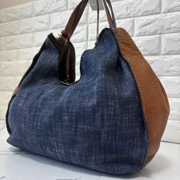 GIANNI CHIARINI 이소재 데님 토트백 가죽 호보 A4