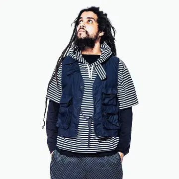 ENGINEERED GARMENTS 반팔 후드티 보더