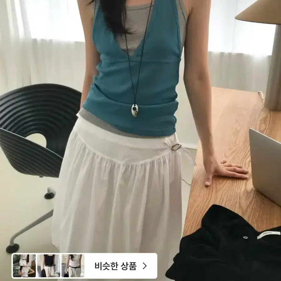 오브나인 모즈 딥 홀터 SLEEVELESS 틸그린