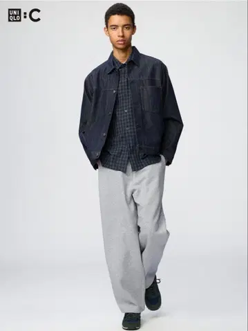 UNIQLO:C 맨투맨 와이드 팬츠 03 그레이 XS 새상품급 남녀 공용