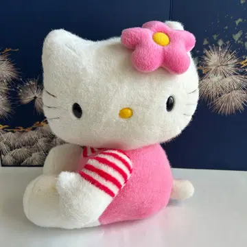 헬로키티 봉제 인형 핑크 꽃 장식 높이 약 30cm