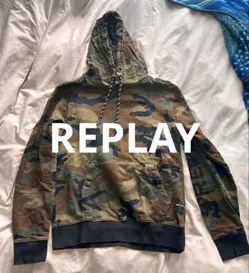 REPLAY 카모 패턴 후드 부착 후드티