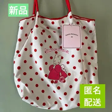 산리오 마론크림 토트백 도트 레드