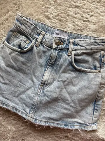 ZARA 데님 미니 스커트 케미컬 워시 XS