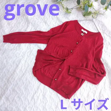 [ grove ] 긴팔 가디건 와인 레드 L 사이즈 비쥬 캐시미어 혼방