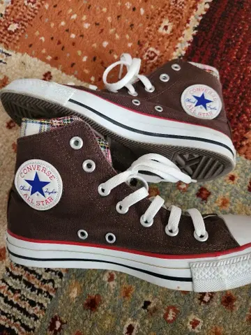Converse All Star 하이컷 브라운 체크