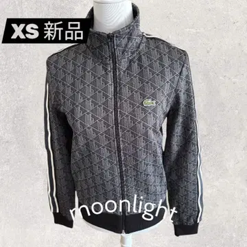 LACOSTE XS 블랙 모노그램 자카드 트랙 자켓