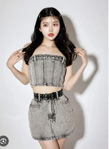 다리치 스터드 데님 베어탑