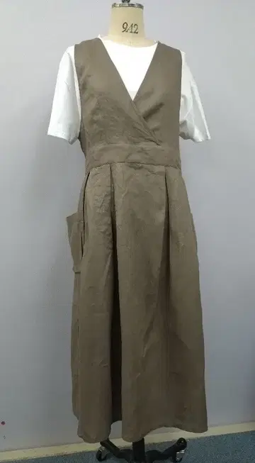 린넨 원피스 에이프런 브라운 프리 사이즈