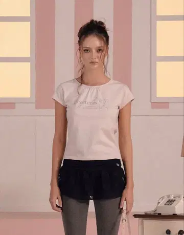 [threetimes] Jewel pony tee pink