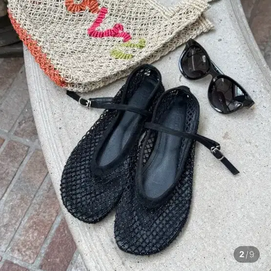 크리스탈 피쉬넷 메리제인 플랫