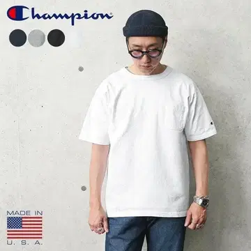새상품 XL 사이즈 일본 정품 Champion USA제 반팔 포켓 T셔츠