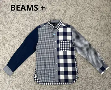 BEAMS 빔즈 플러스 체크 네이비 M 사이즈 일본제