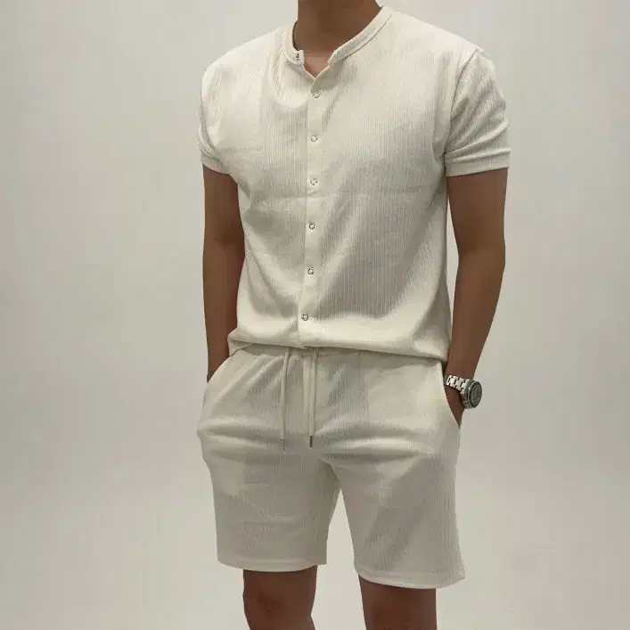 SS신상) 셔츠 헨리 머슬핏 반팔세트 3color M,L