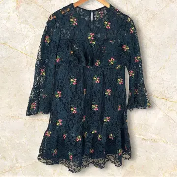 ZARA BASIC 자라 꽃무늬 자수 레이스 원피스 긴팔 M