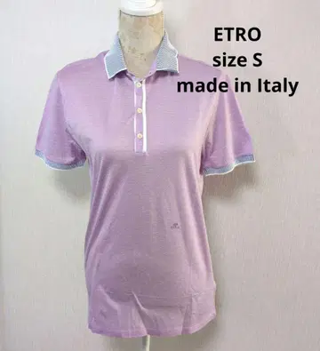 ETRO/에트로 퍼플 피케 셔츠 여성용 S 마코 코튼 이탈리아제