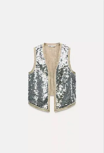 [ 택 포함 새상품 ] ZARA 스팽글 장식 베스트 XS 사이즈