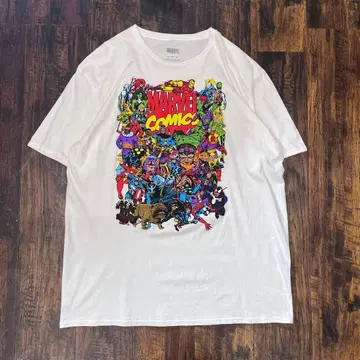 MARVEL COMICS 캐릭터 집합 T셔츠 화이트