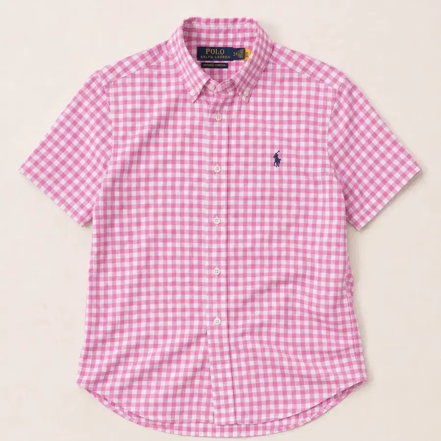 Polo 폴로 랄프로렌 QR신형 핑크 깅엄 반팔 셔츠 P567